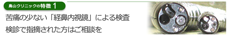 苦痛の少ない「経鼻内視鏡」による検査・検診で指摘された方はご相談を